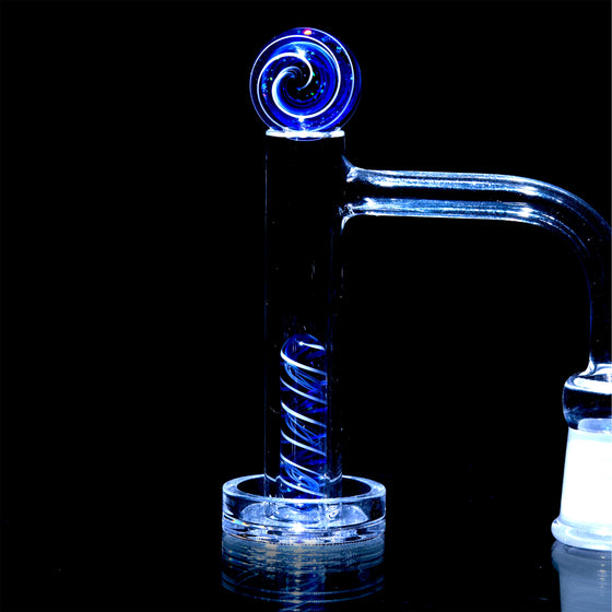 Heady 2-piece Slurper Set - UV Reactive Crushed Opal Blue Spiral