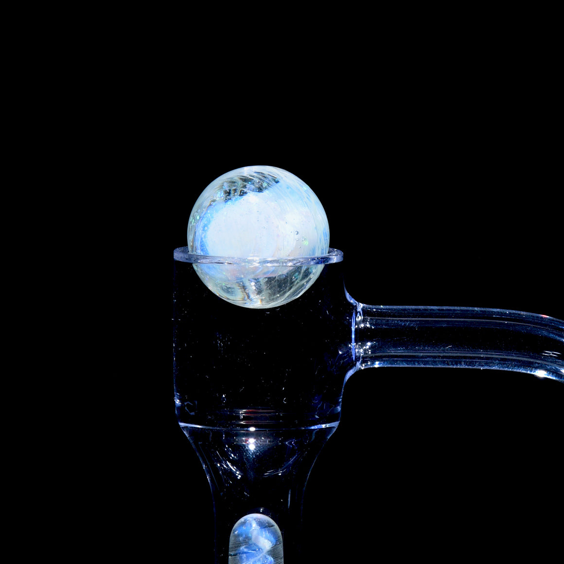 Heady 2-piece Slurper Set - UV Reactive Crushed Opal Ghost/White Spiral