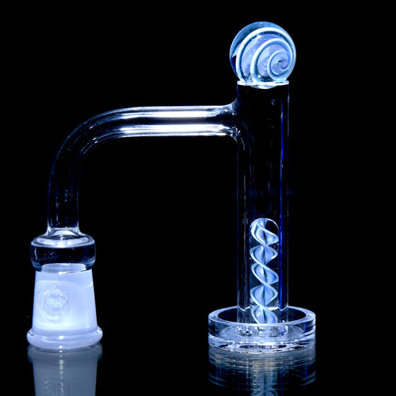Heady 2-piece Slurper Set - UV Reactive Crushed Opal Blue Spiral