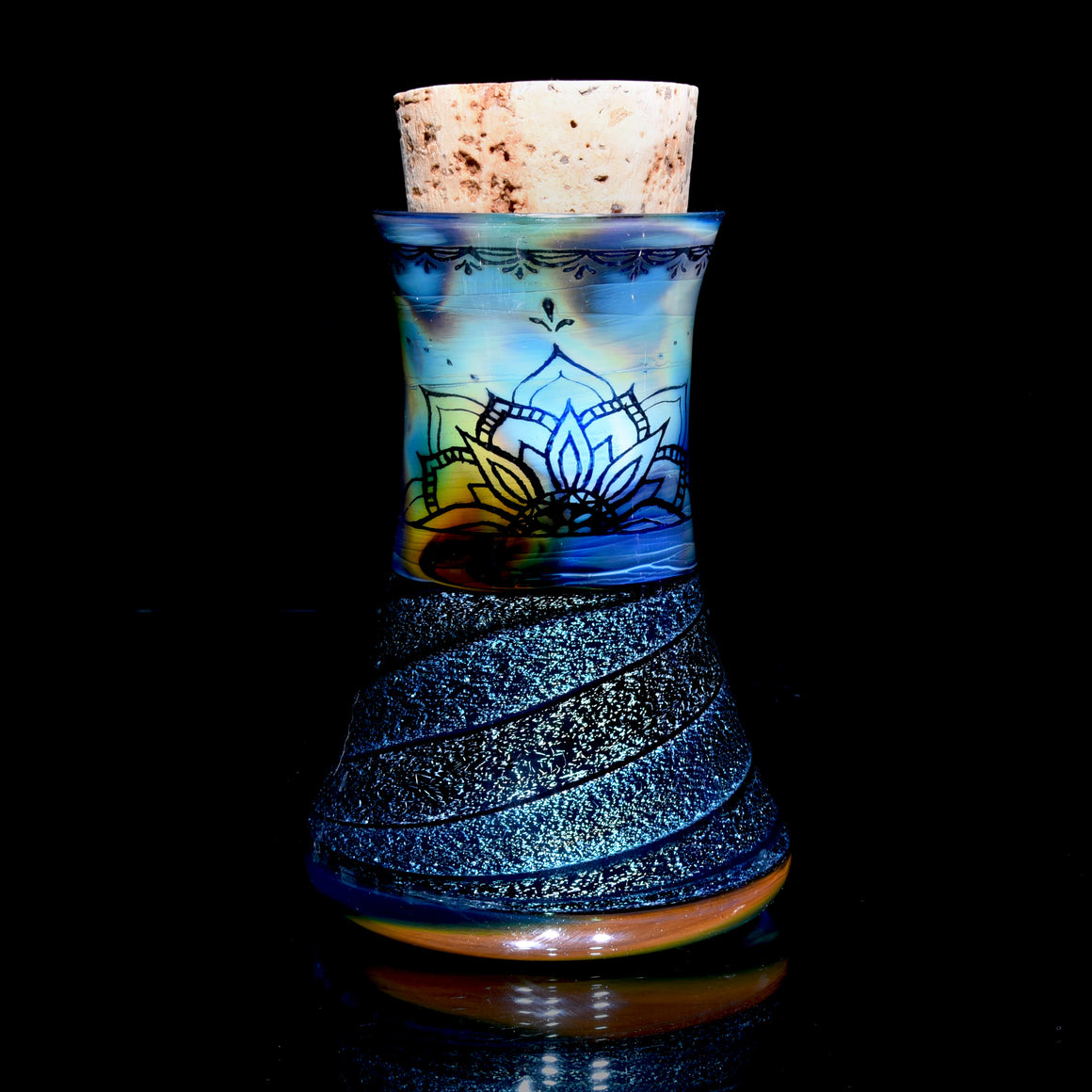 XL Dichroic Corked Jar with Fume Drawing