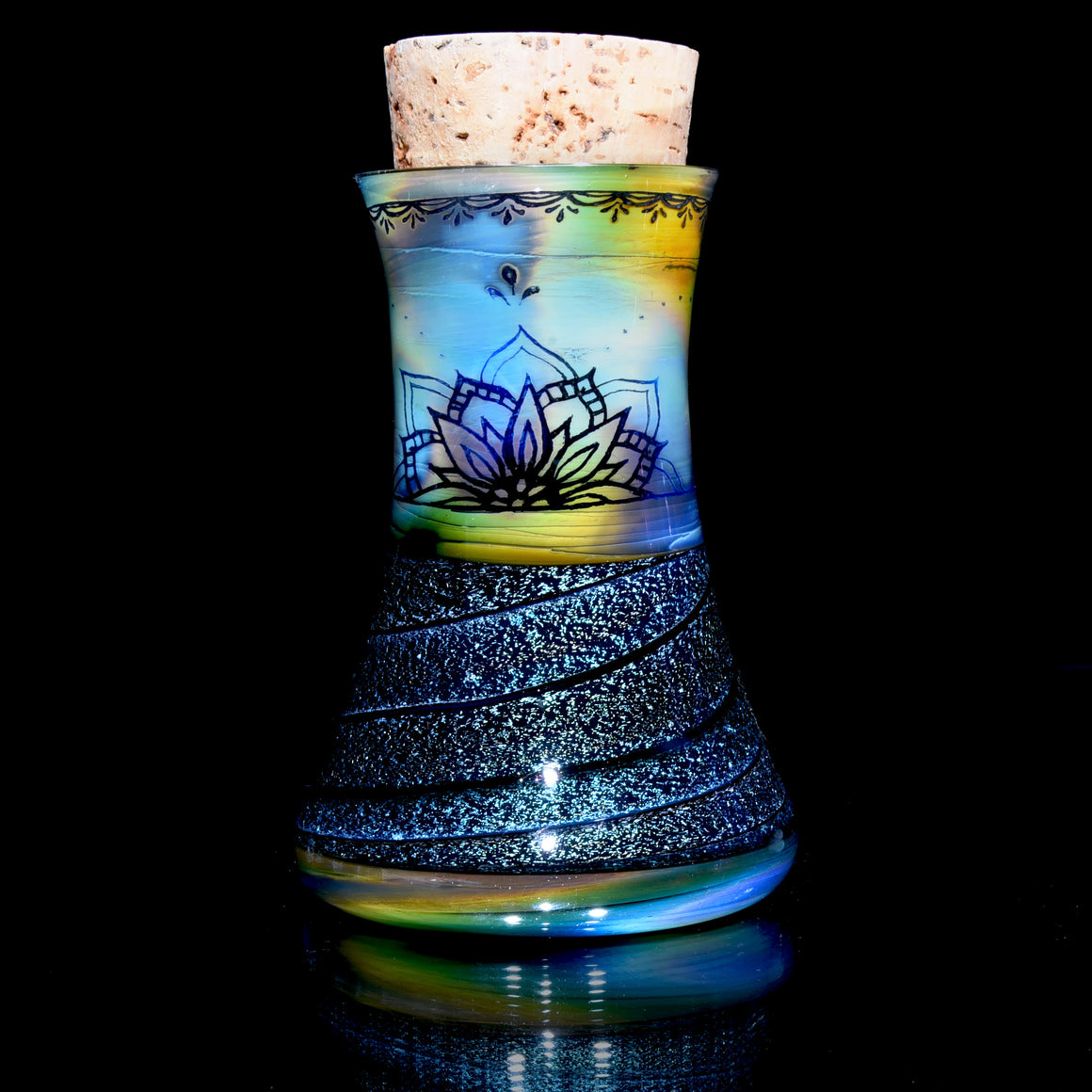 XL Dichroic Corked Jar with Fume Drawing