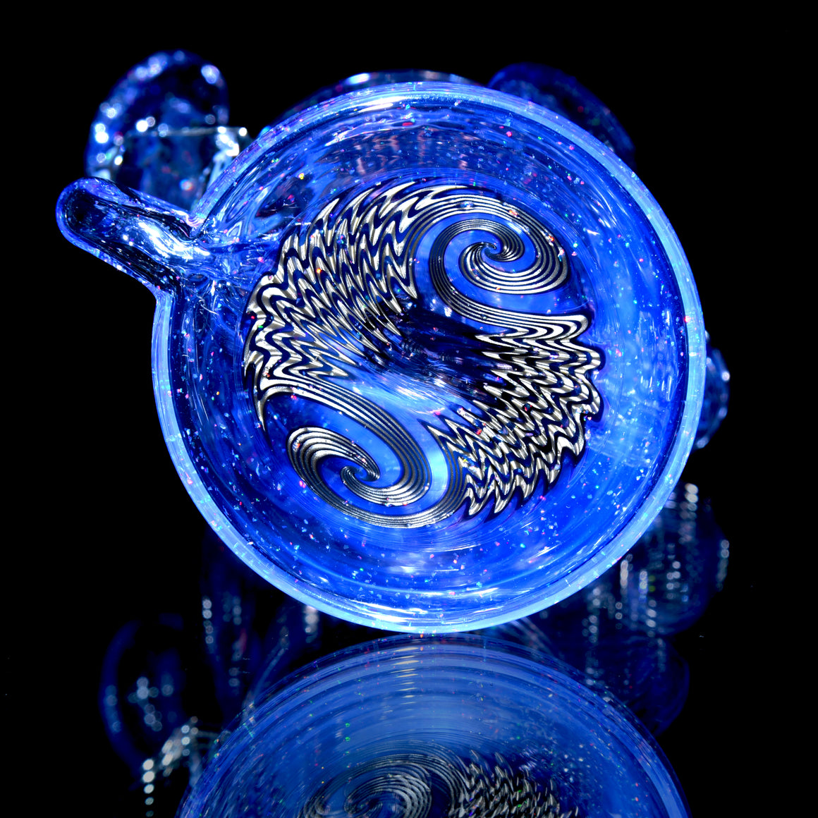 Faceted Two & Through Double-uptake Floating Recycler - Crushed Opal Blurple/Electrum Linework - 10mm Female