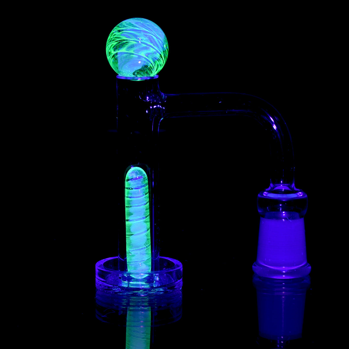 Heady 2-piece Slurper Set - UV Reactive Crushed Opal Ghost/White Spiral