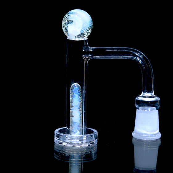 Heady 2-piece Slurper Set - UV Reactive Crushed Opal Ghost/White Spiral
