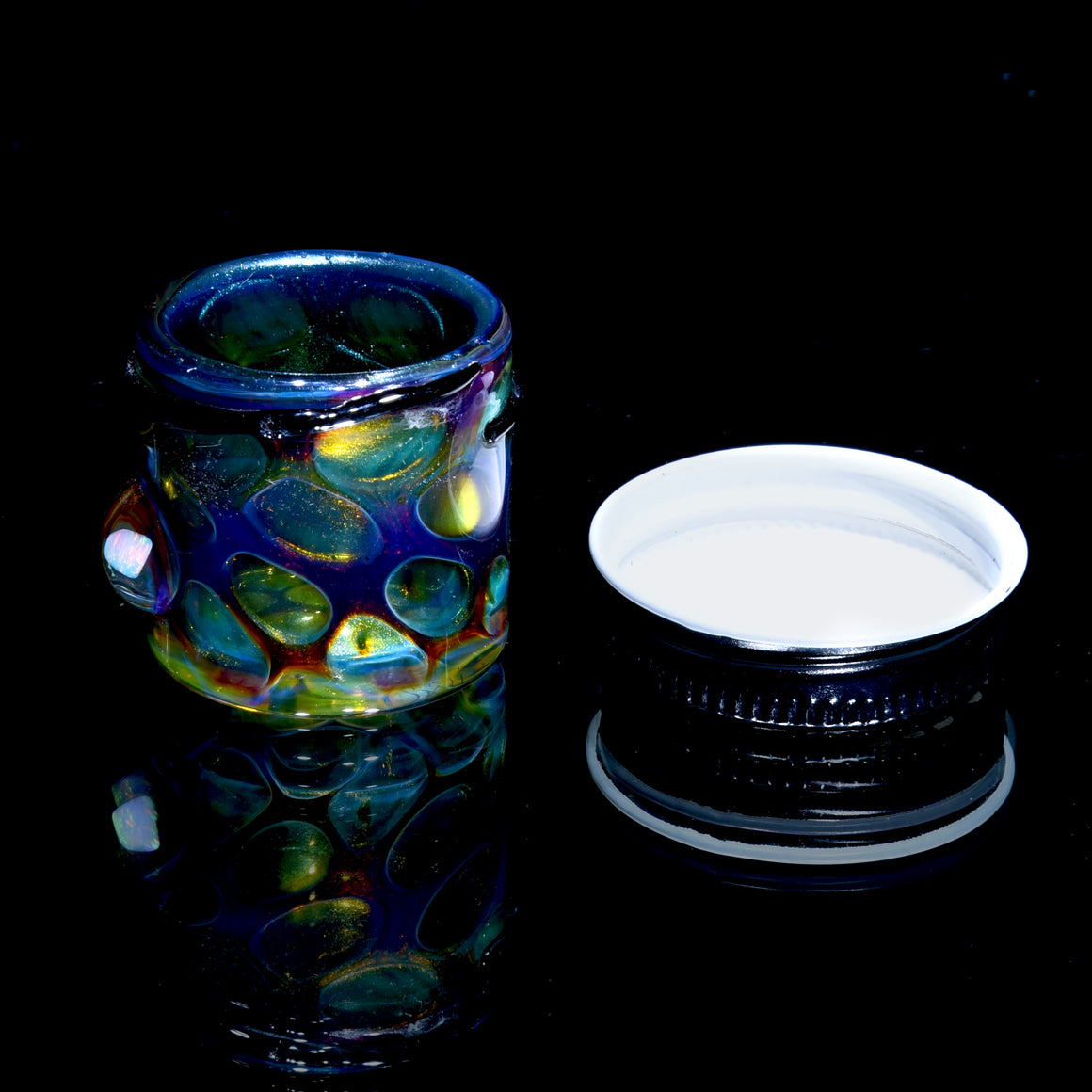 Lidded Airtight Baller Jar - Alientech Honeycomb w/ Opal