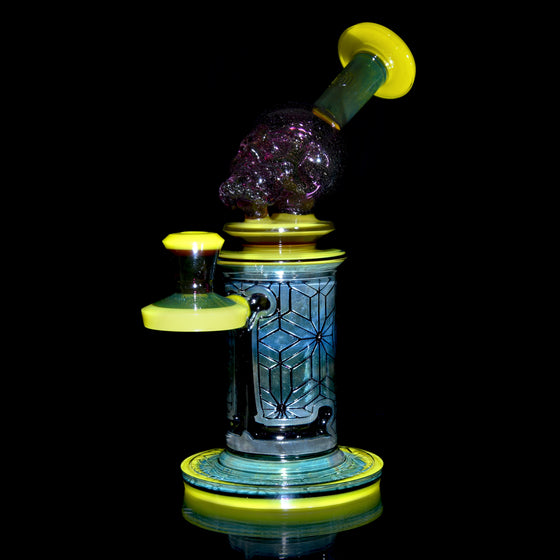 Custom Fully-worked Skull Elementum #1 - Dychroic Gold Amethyst/Roswell Gold/Fume - 10mm Female