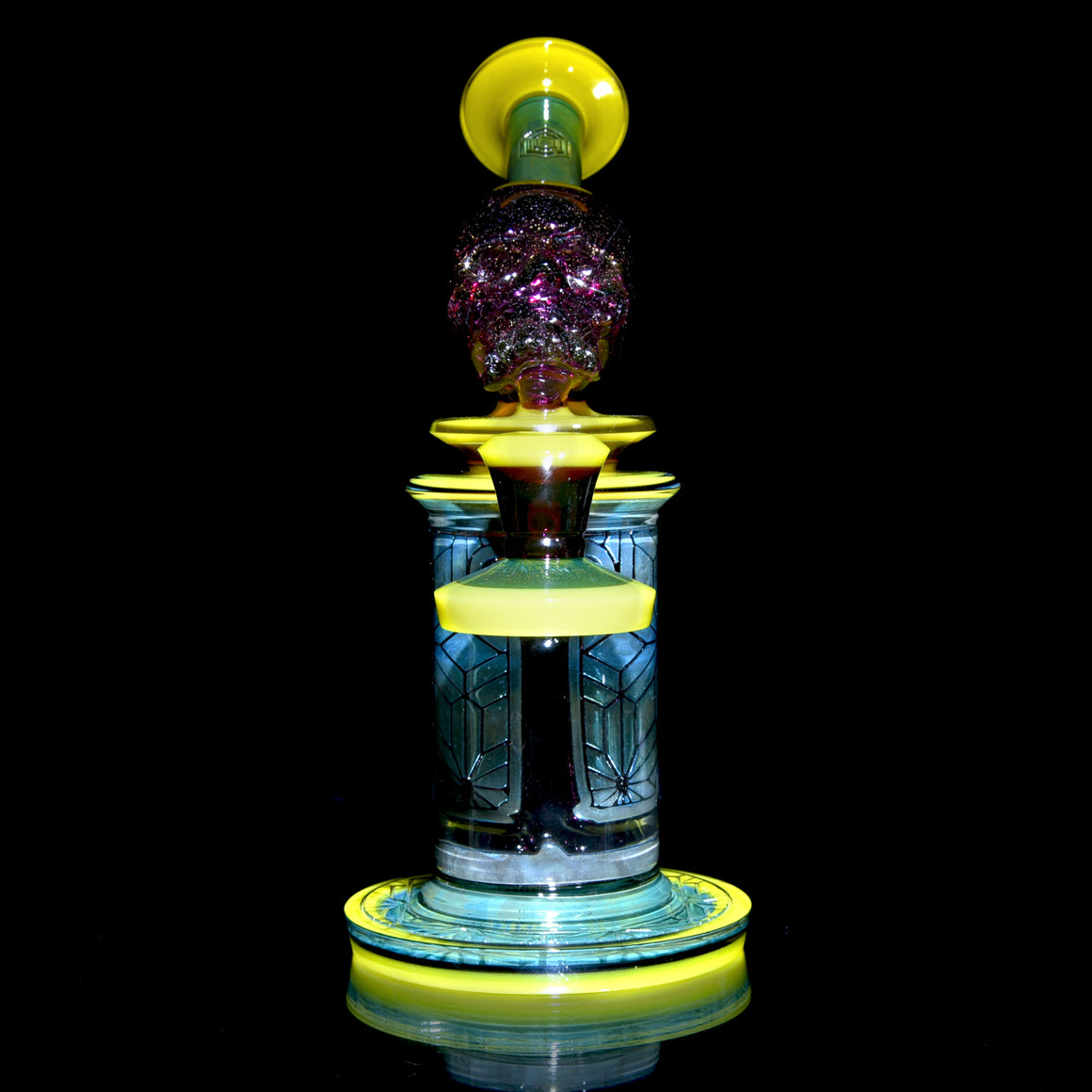 Custom Fully-worked Skull Elementum #1 - Dychroic Gold Amethyst/Roswell Gold/Fume - 10mm Female