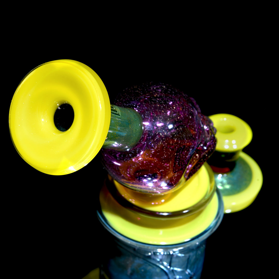 Custom Fully-worked Skull Elementum #1 - Dychroic Gold Amethyst/Roswell Gold/Fume - 10mm Female