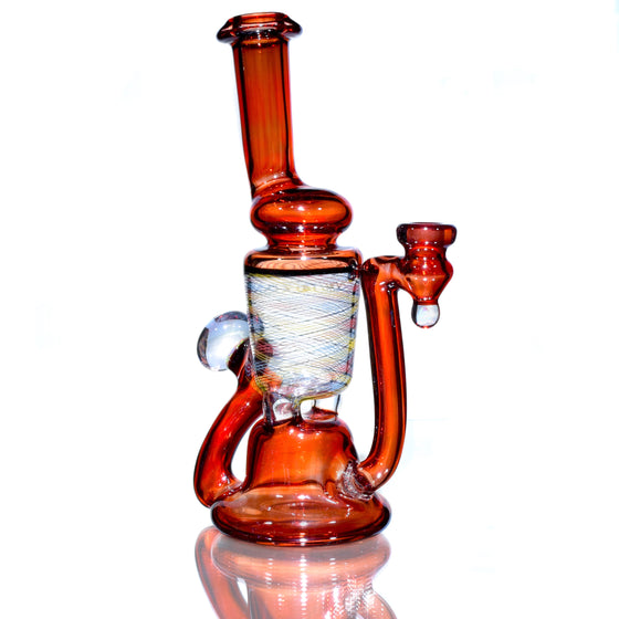 Fully-worked Blooper Recycler - Pomegranate/Rainbow Reti - 10mm Female