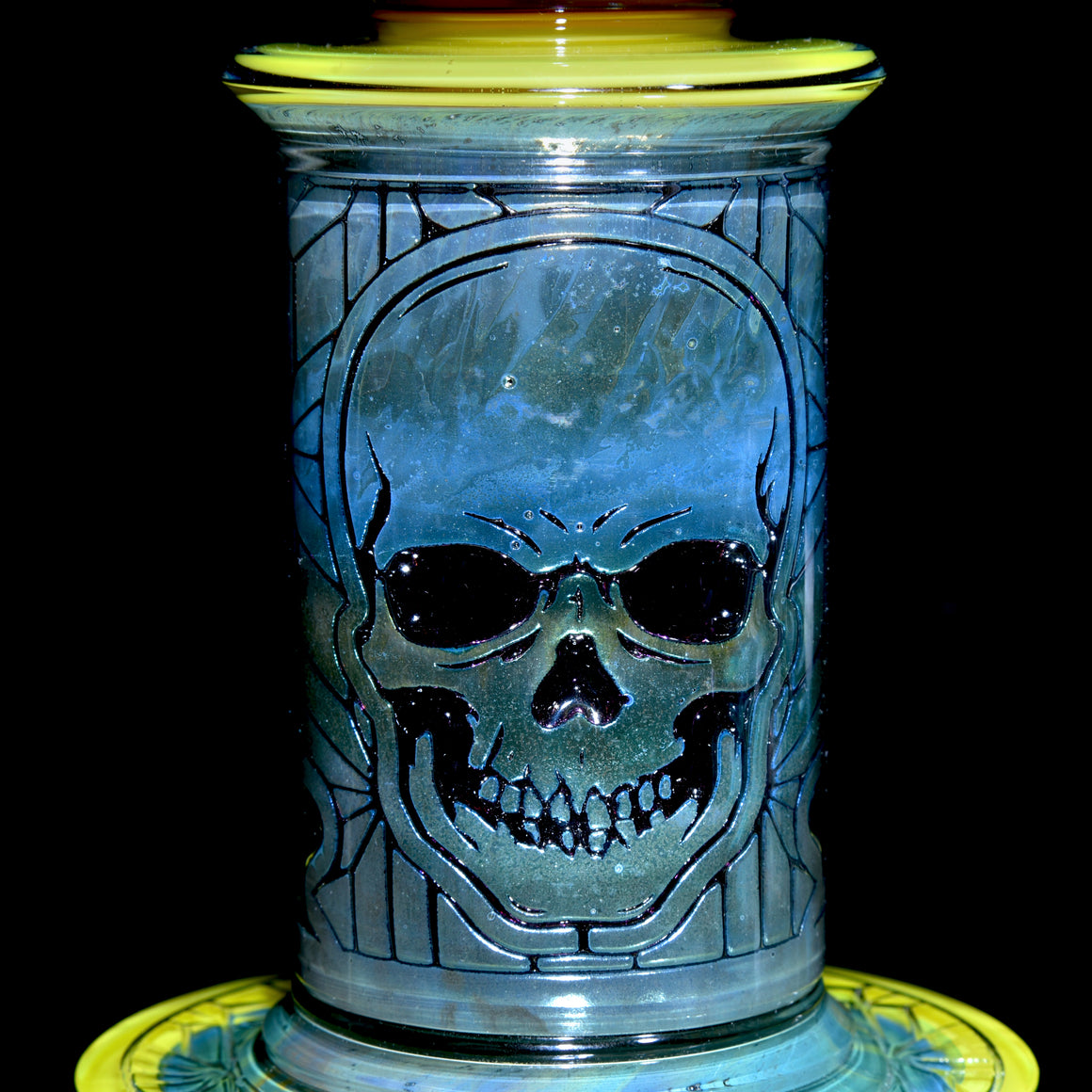 Custom Fully-worked Skull Elementum #1 - Dychroic Gold Amethyst/Roswell Gold/Fume - 10mm Female