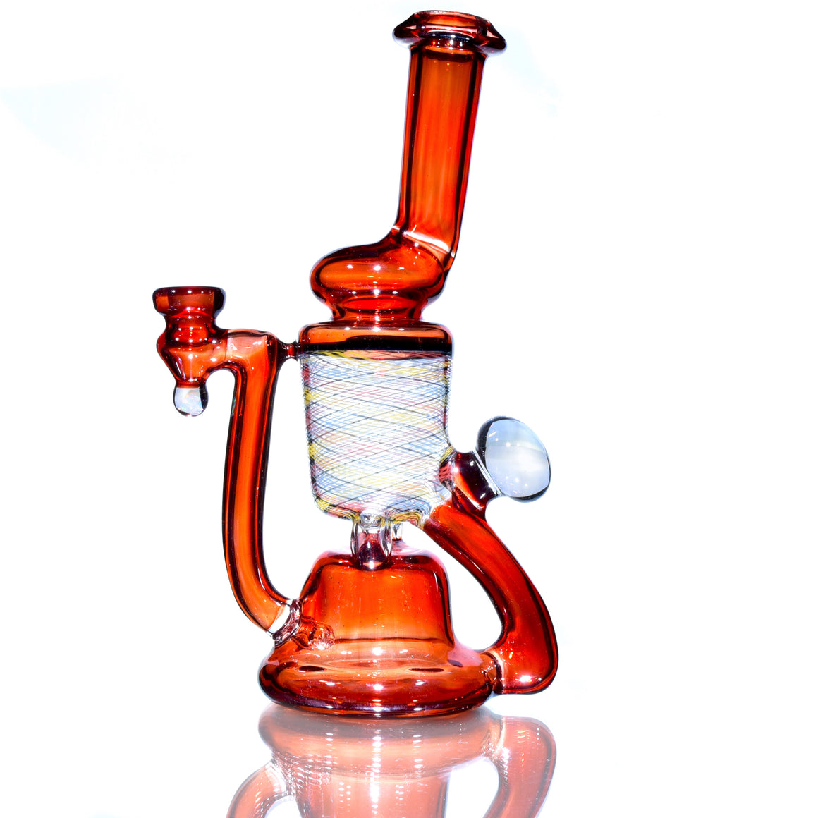 Fully-worked Blooper Recycler - Pomegranate/Rainbow Reti - 10mm Female