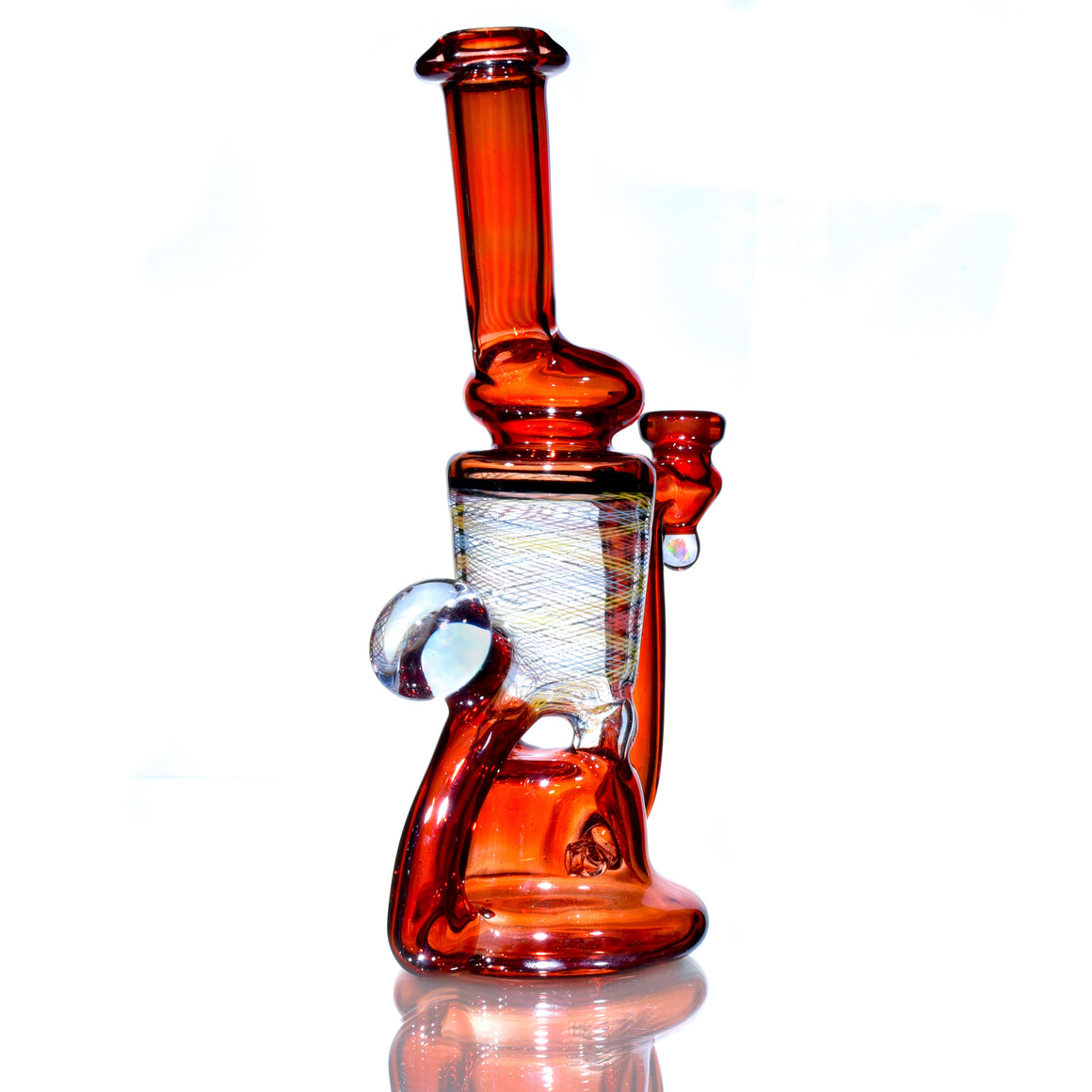 Fully-worked Blooper Recycler - Pomegranate/Rainbow Reti - 10mm Female