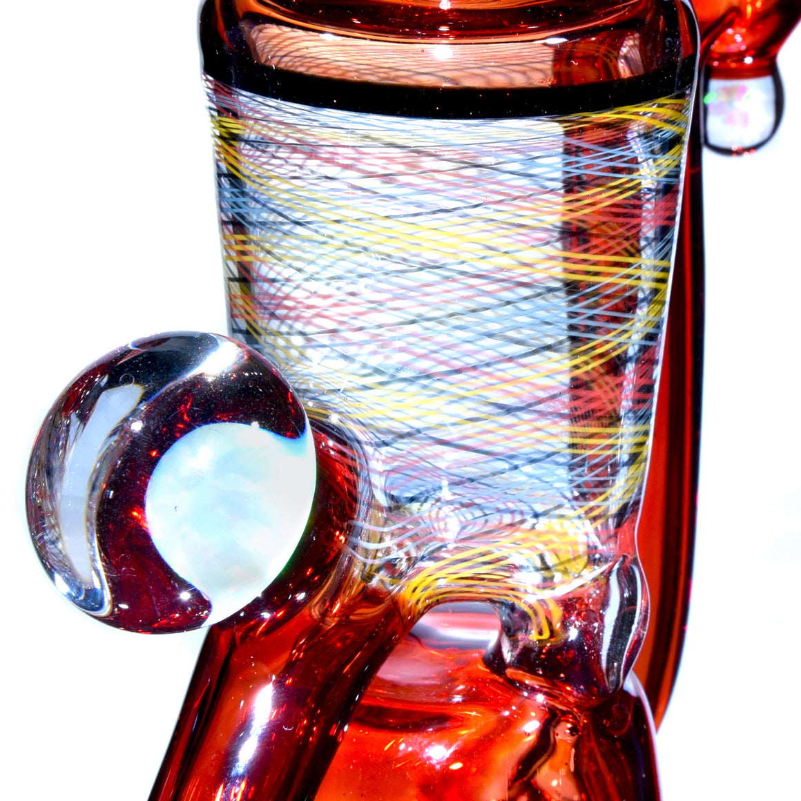 Fully-worked Blooper Recycler - Pomegranate/Rainbow Reti - 10mm Female