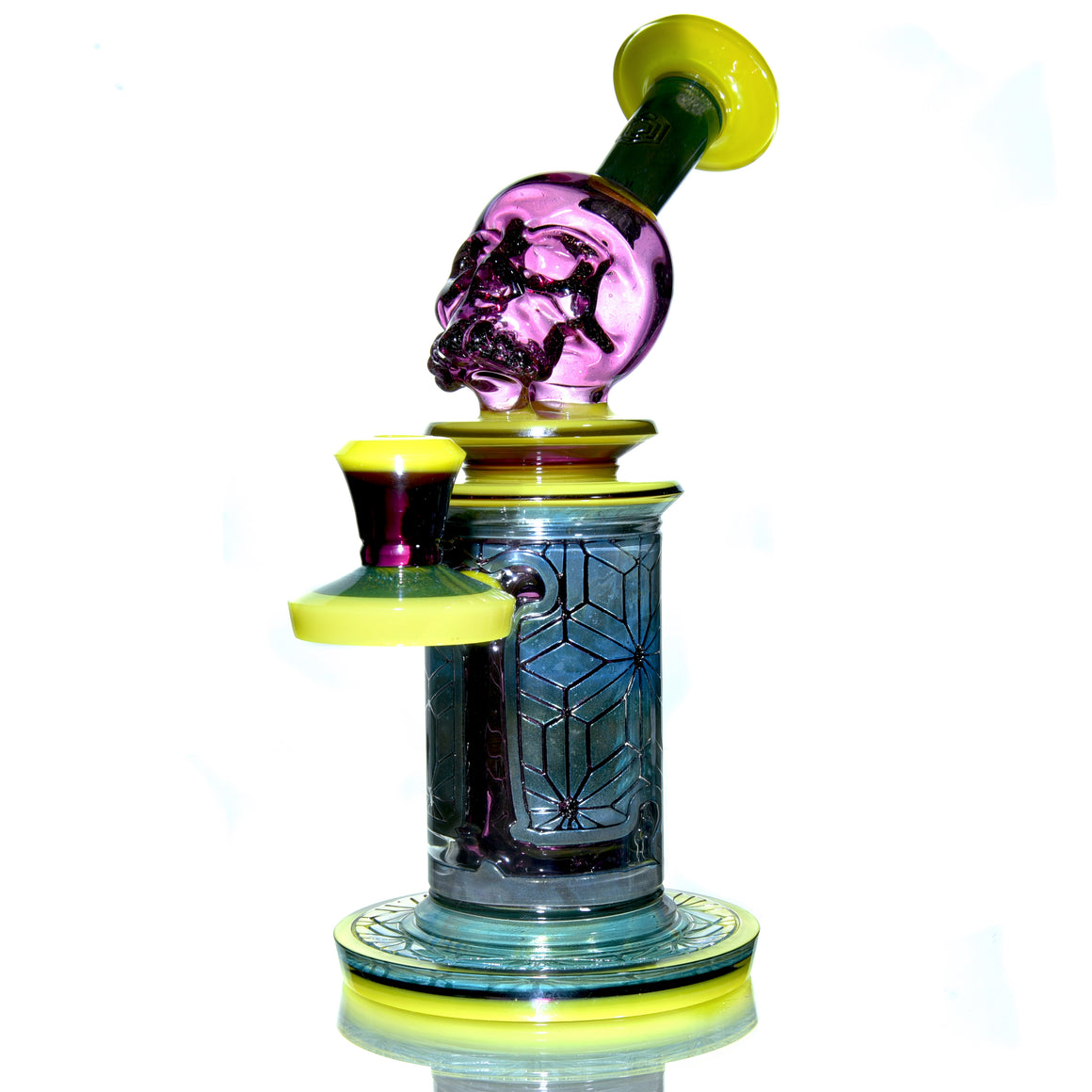 Custom Fully-worked Skull Elementum #1 - Dychroic Gold Amethyst/Roswell Gold/Fume - 10mm Female