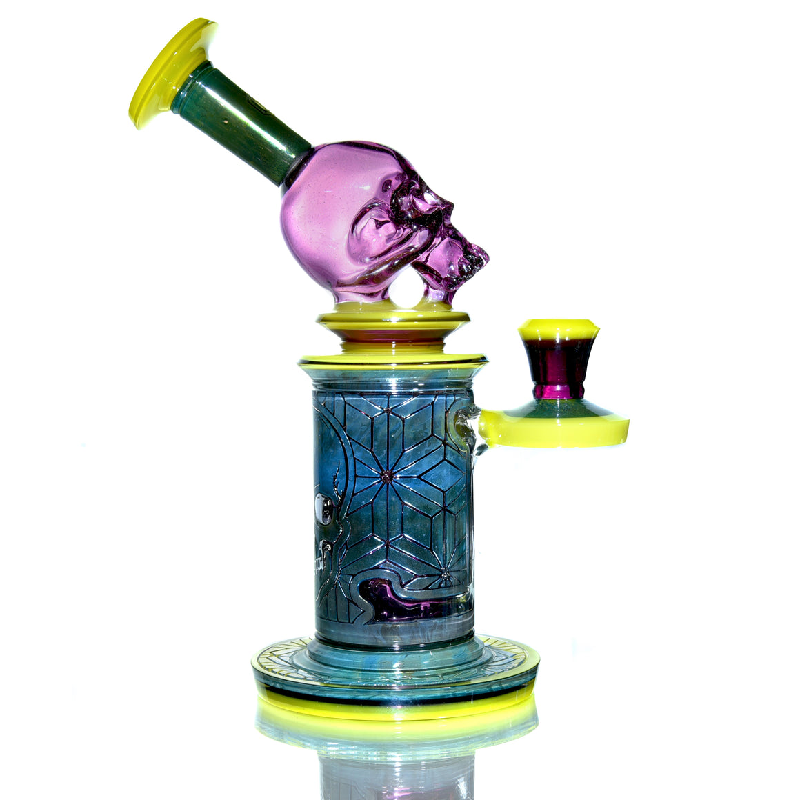 Custom Fully-worked Skull Elementum #1 - Dychroic Gold Amethyst/Roswell Gold/Fume - 10mm Female