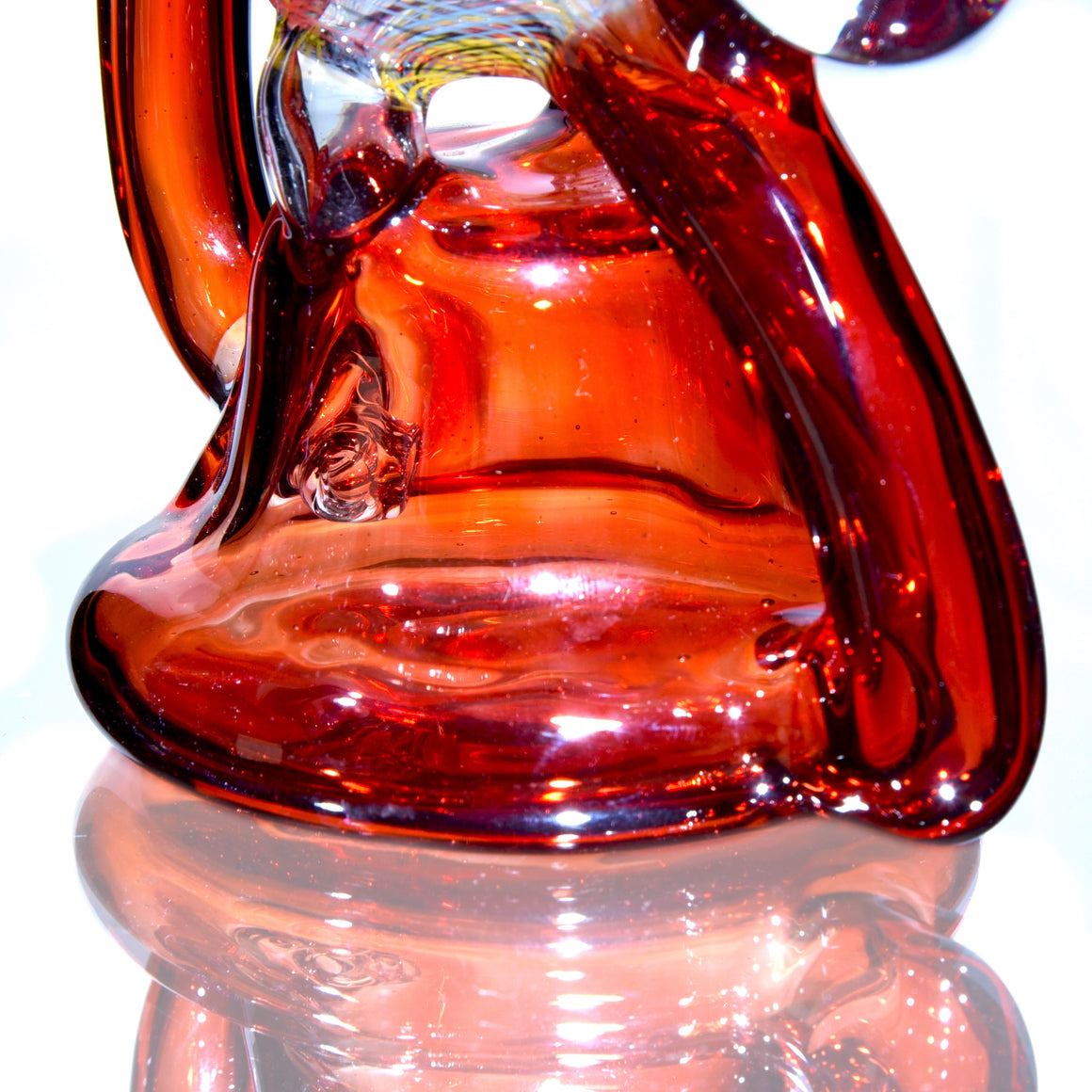 Fully-worked Blooper Recycler - Pomegranate/Rainbow Reti - 10mm Female