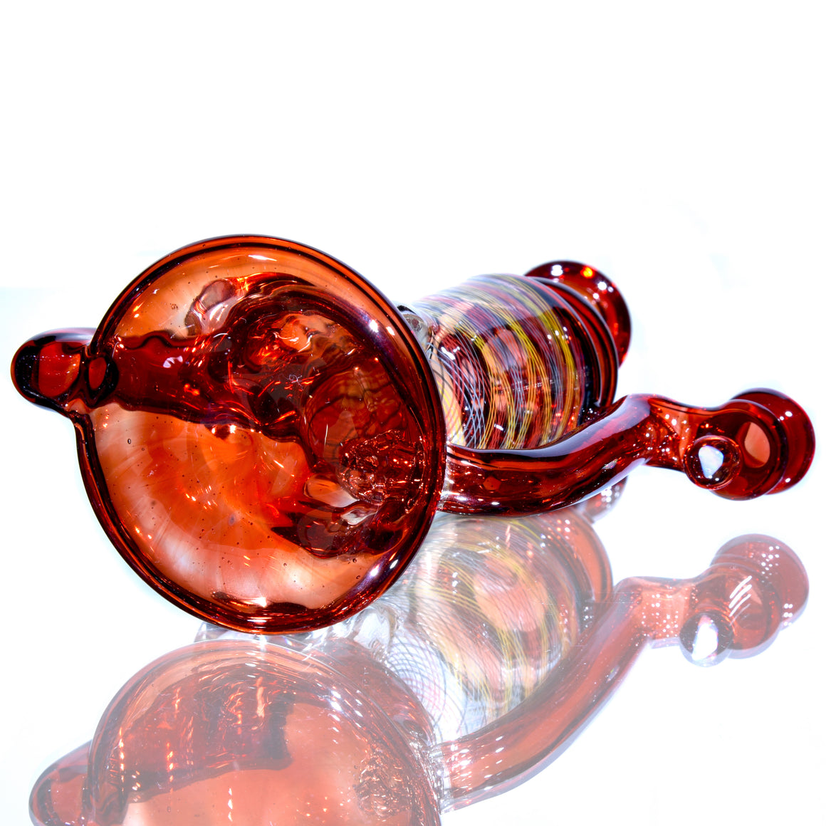 Fully-worked Blooper Recycler - Pomegranate/Rainbow Reti - 10mm Female