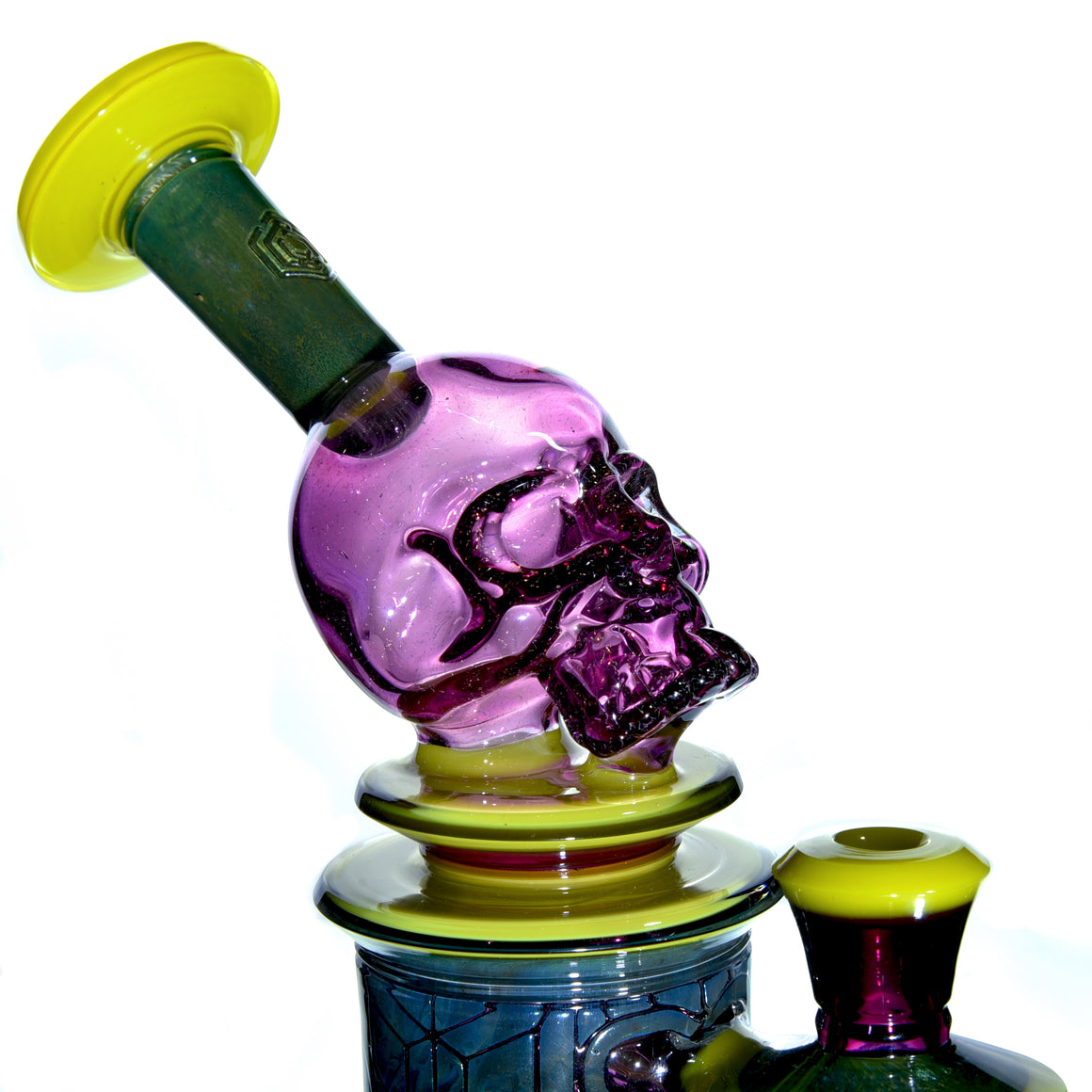 Custom Fully-worked Skull Elementum #1 - Dychroic Gold Amethyst/Roswell Gold/Fume - 10mm Female