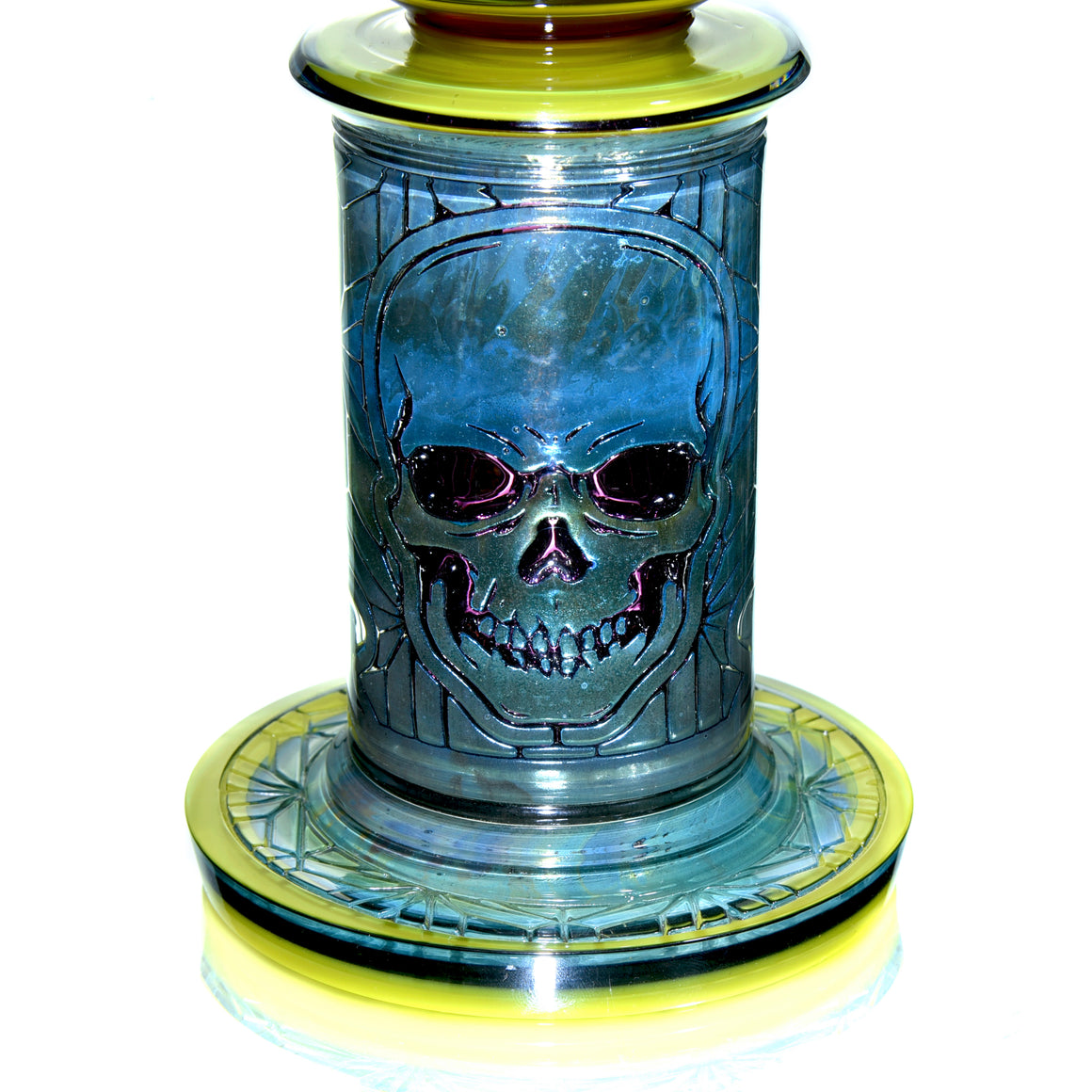 Custom Fully-worked Skull Elementum #1 - Dychroic Gold Amethyst/Roswell Gold/Fume - 10mm Female