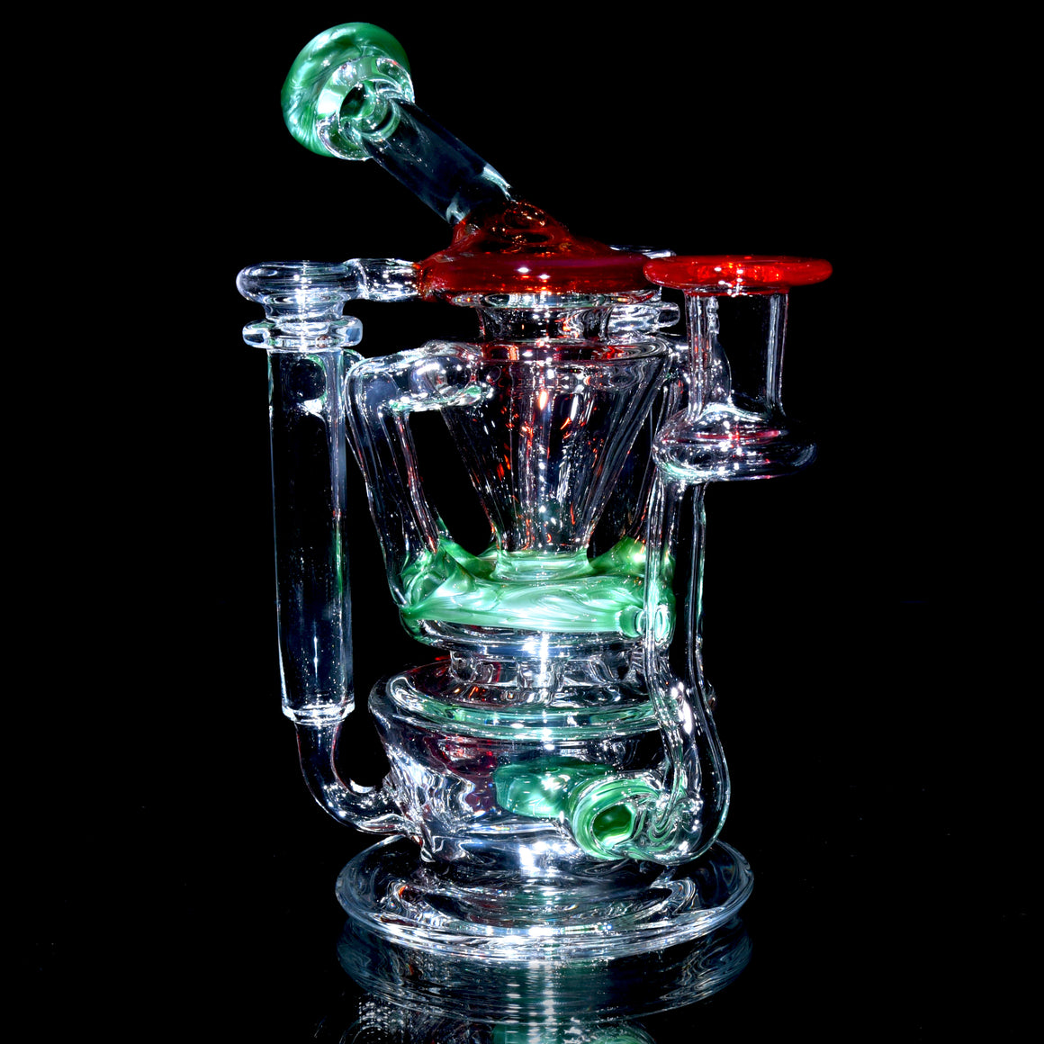R3 Quad-uptake Triple-drain Recycler - Chromium/Pomegranate - 14mm Female