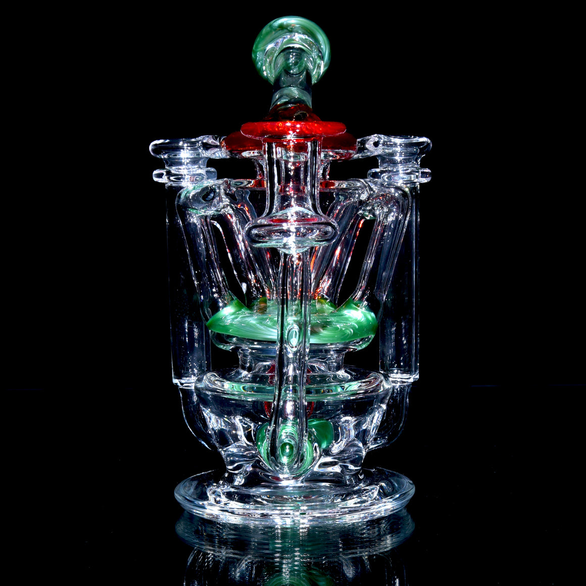 R3 Quad-uptake Triple-drain Recycler - Chromium/Pomegranate - 14mm Female