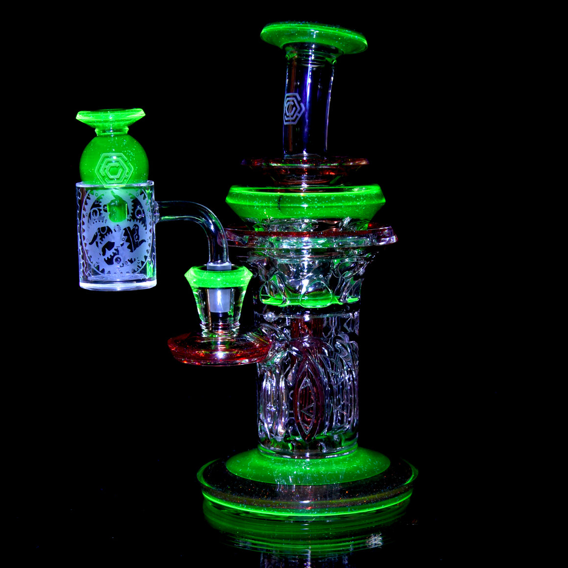 UV Reactive XL Crushed Opal Bubble Cap w/ Sandblasted Logo
