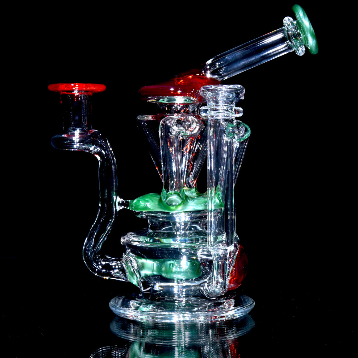 R3 Quad-uptake Triple-drain Recycler - Chromium/Pomegranate - 14mm Female