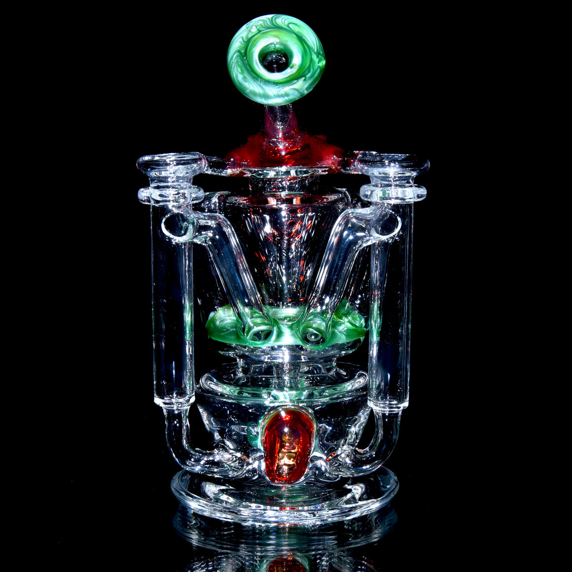 R3 Quad-uptake Triple-drain Recycler - Chromium/Pomegranate - 14mm Female