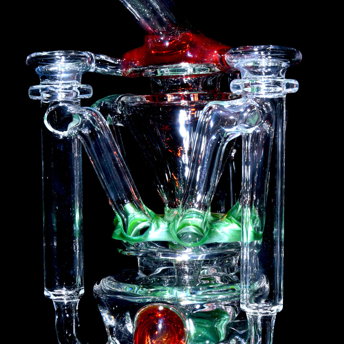 R3 Quad-uptake Triple-drain Recycler - Chromium/Pomegranate - 14mm Female