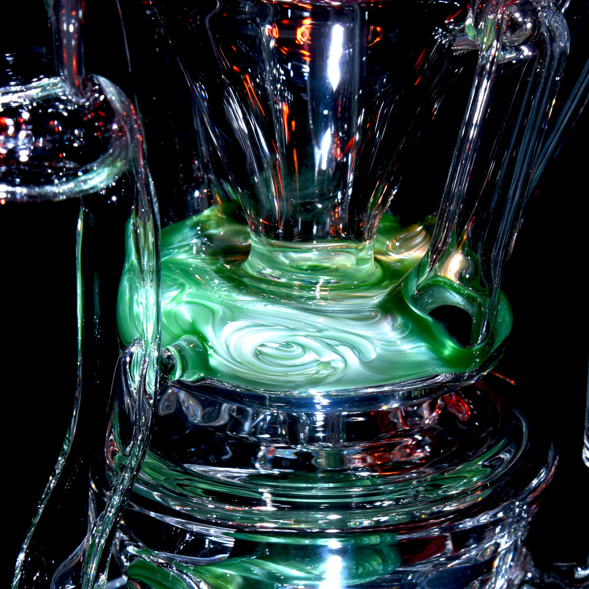R3 Quad-uptake Triple-drain Recycler - Chromium/Pomegranate - 14mm Female