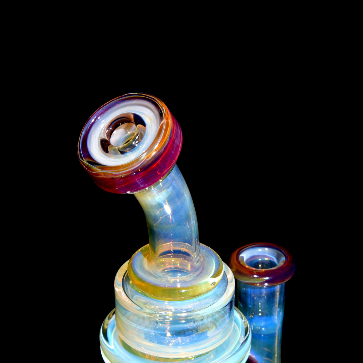 Fumed & Carved Klein Recycler w/ Gridded Perc - Amber Purple - 14mm Female