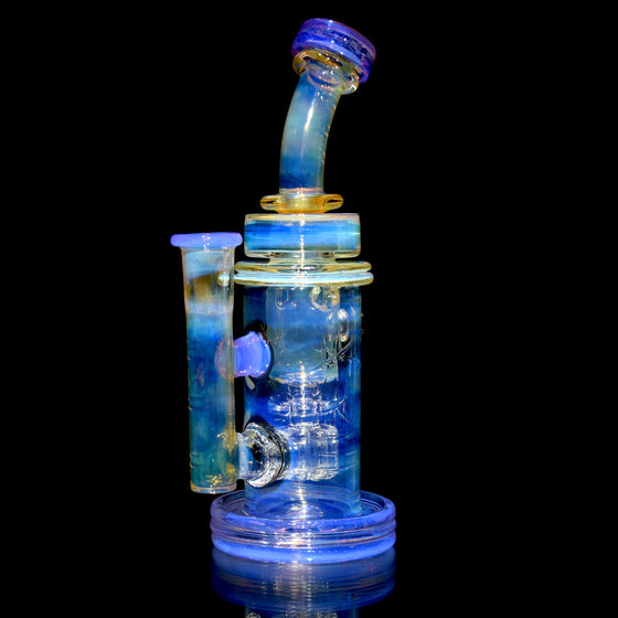 Fumed & Carved Incycler w/ Slitted Perc - Pink Slyme - 14mm Female