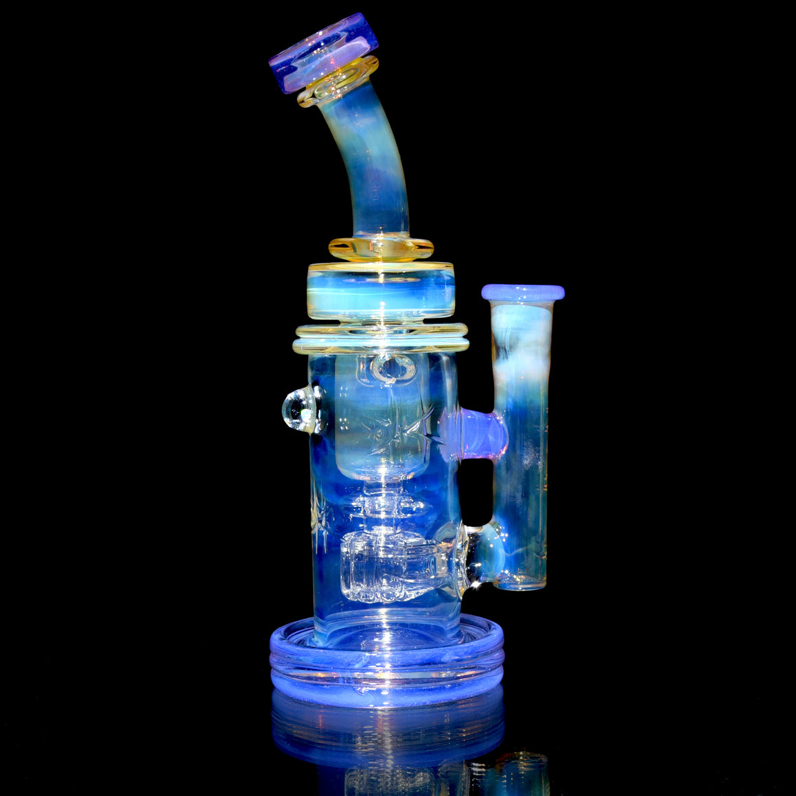 Fumed & Carved Incycler w/ Slitted Perc - Pink Slyme - 14mm Female