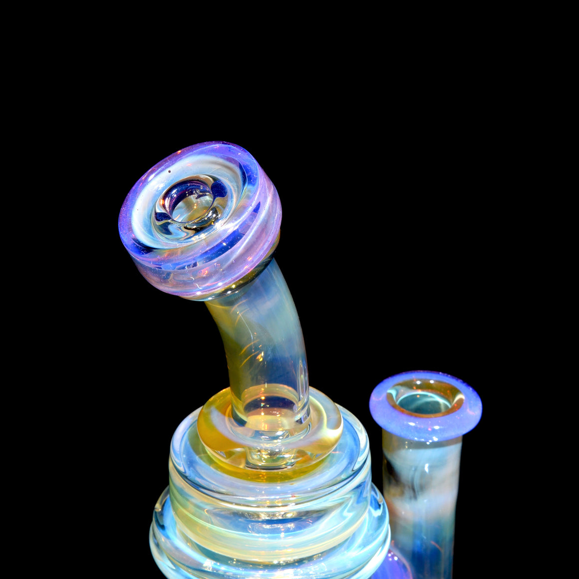 Fumed & Carved Incycler w/ Slitted Perc - Pink Slyme - 14mm Female