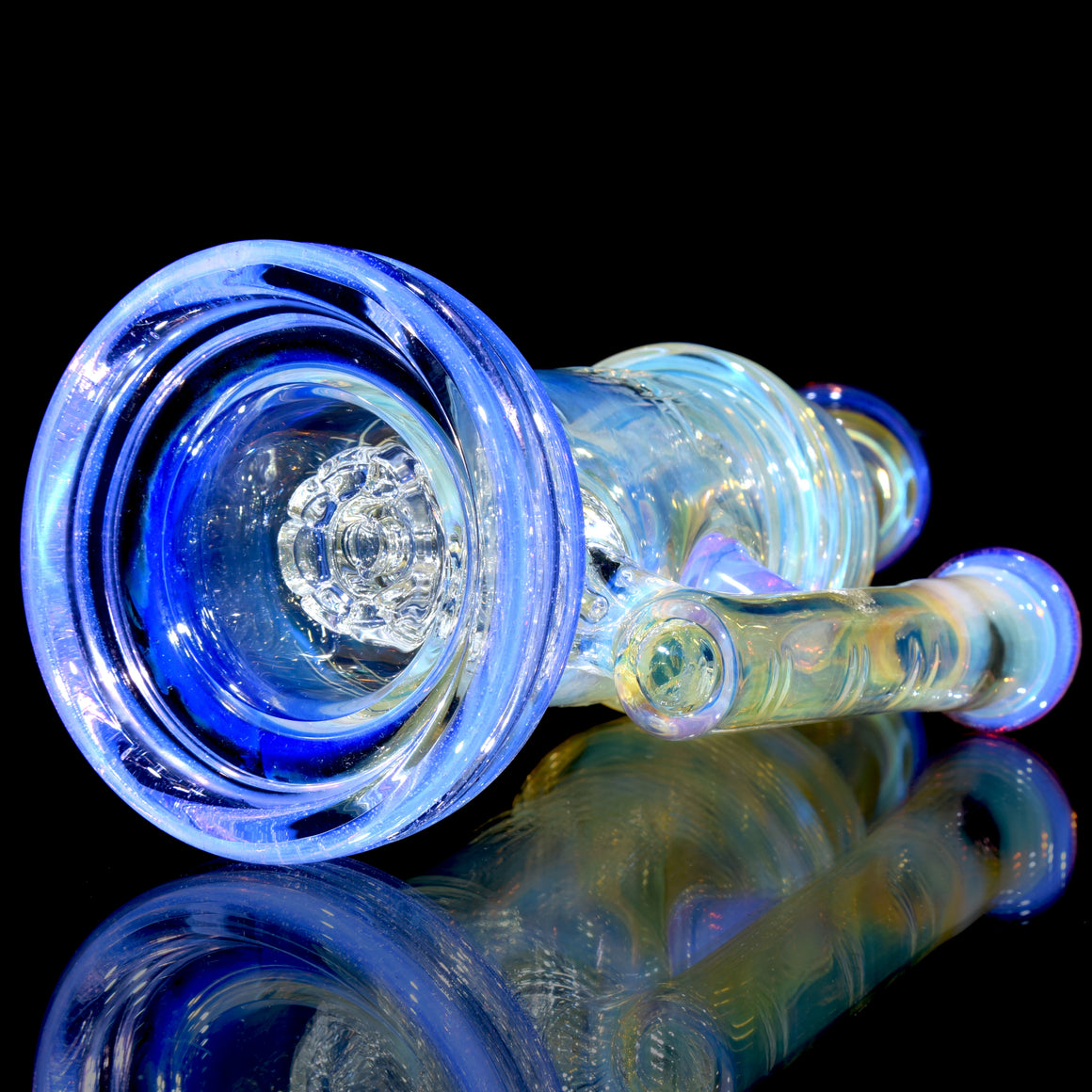 Fumed & Carved Incycler w/ Slitted Perc - Pink Slyme - 14mm Female