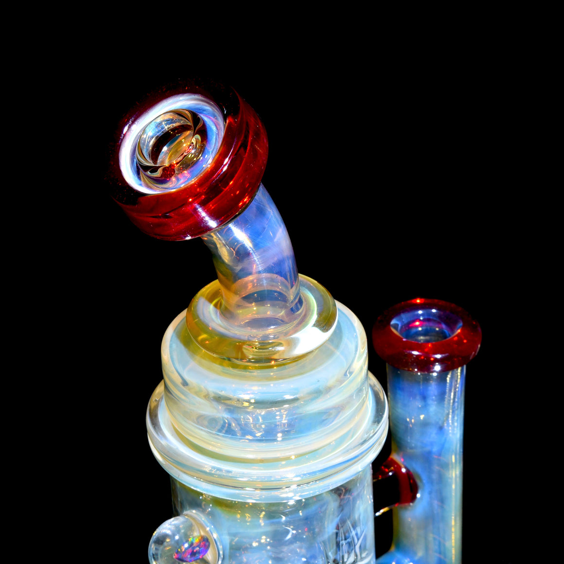 Fumed & Carved Klein Recycler w/ Gridded Perc - Pomegranate - 14mm Female