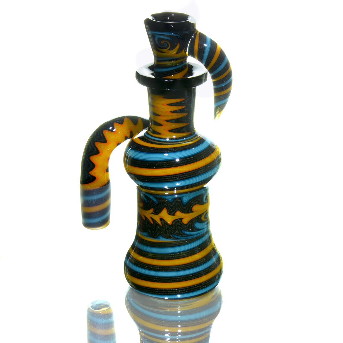 Fully-worked & Faceted Dry Catcher/4-hole Slide Set - Fire & Ice - 18mm Male & Female
