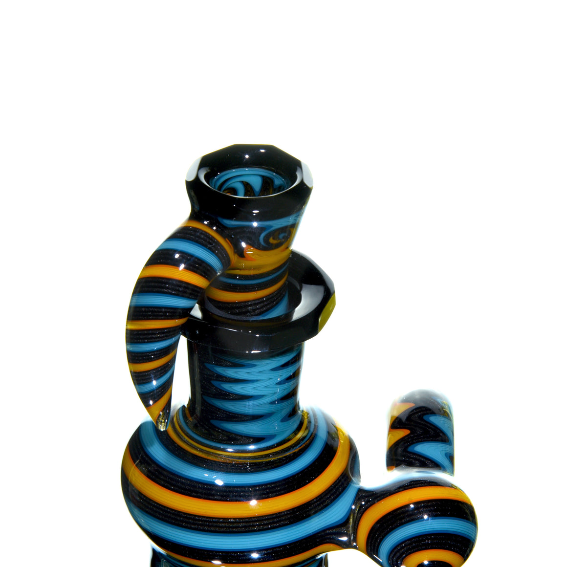 Fully-worked & Faceted Dry Catcher/4-hole Slide Set - Fire & Ice - 18mm Male & Female