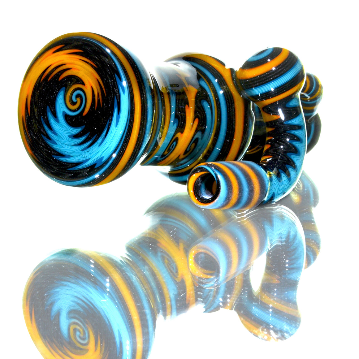Fully-worked & Faceted Dry Catcher/4-hole Slide Set - Fire & Ice - 18mm Male & Female