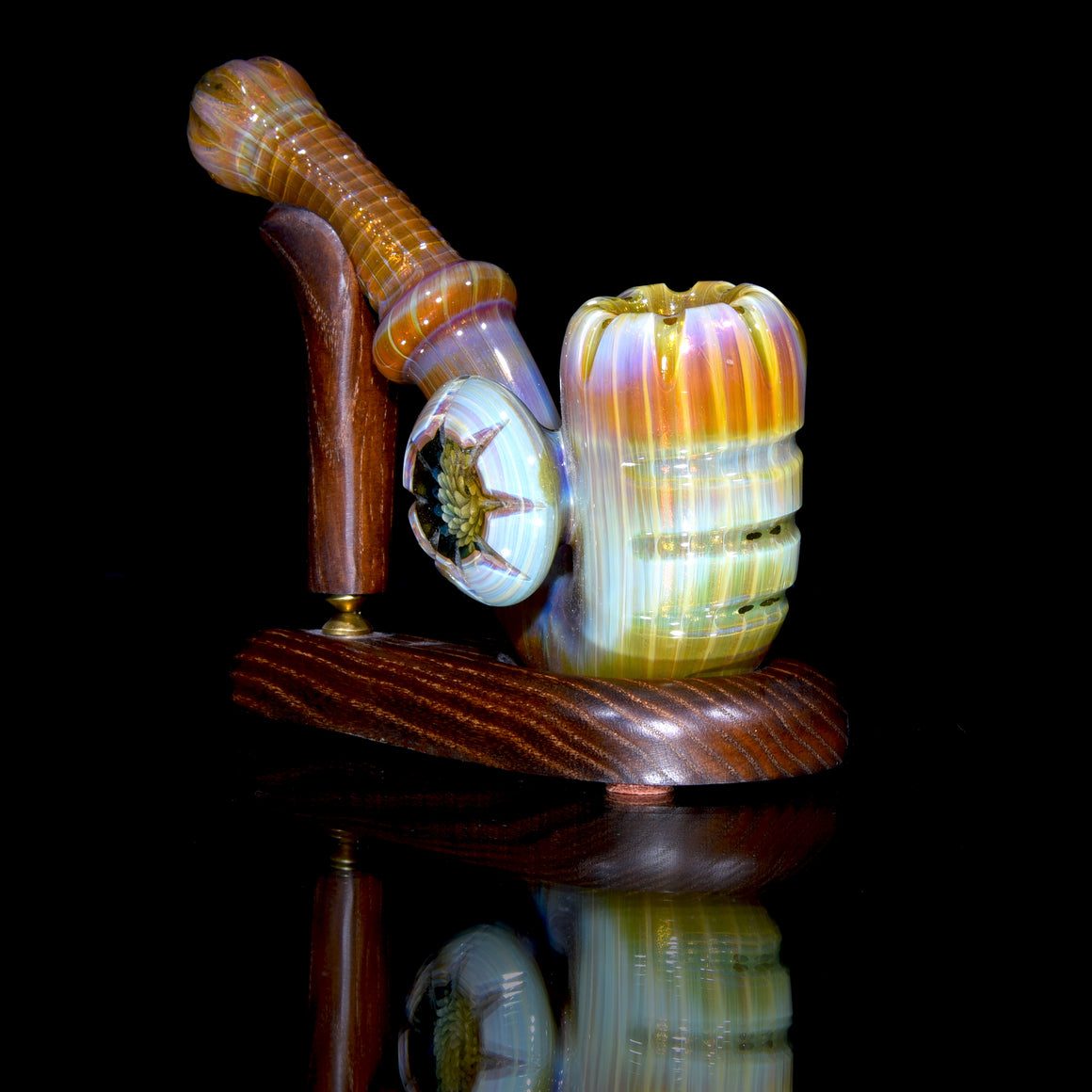 OG Carved and Flame-polished Fume Implosion Sherlock w/ Wooden Stand