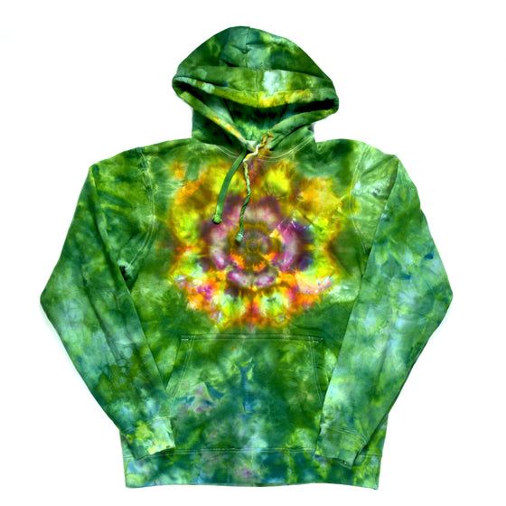 Medium Tie Dye Sweatshirt - Green w/ Psychedelic Flower