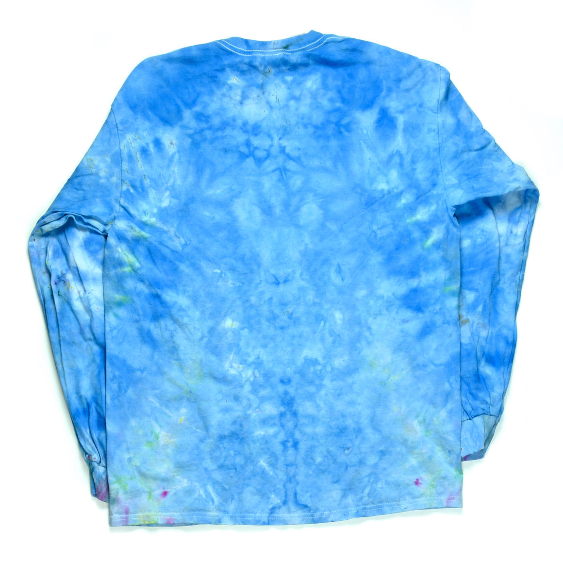 Large Tie Dye Long Sleeve Shirt - Sky Blue w/ Rainbow Mandala