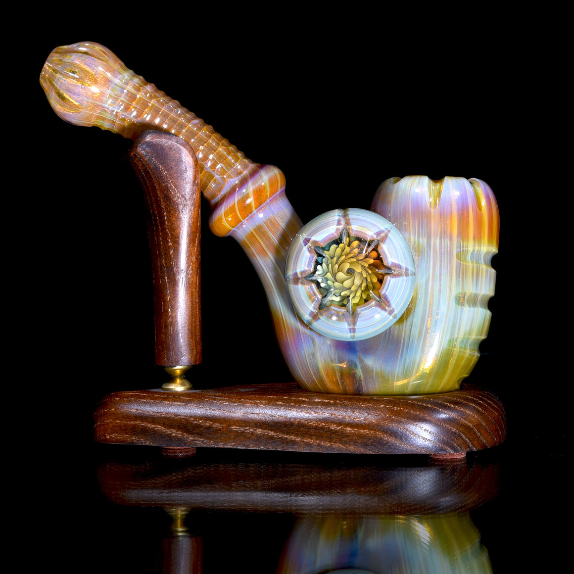 OG Carved and Flame-polished Fume Implosion Sherlock w/ Wooden Stand