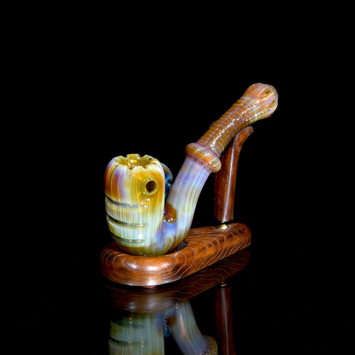 OG Carved and Flame-polished Fume Implosion Sherlock w/ Wooden Stand