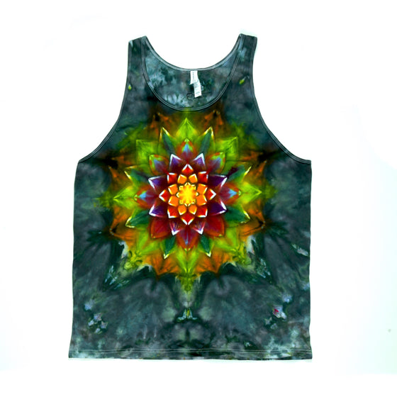 XL Tie Dye Tanktop - Charcoal w/ Rainbow Mandala