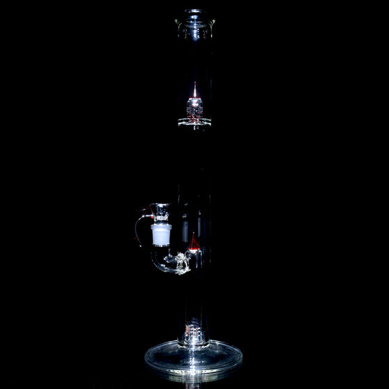 Accented 44mm Redux 180° Grid Straight Tube w/ 4-hole Horned Slide - Ruby Slippers - 18mm Female