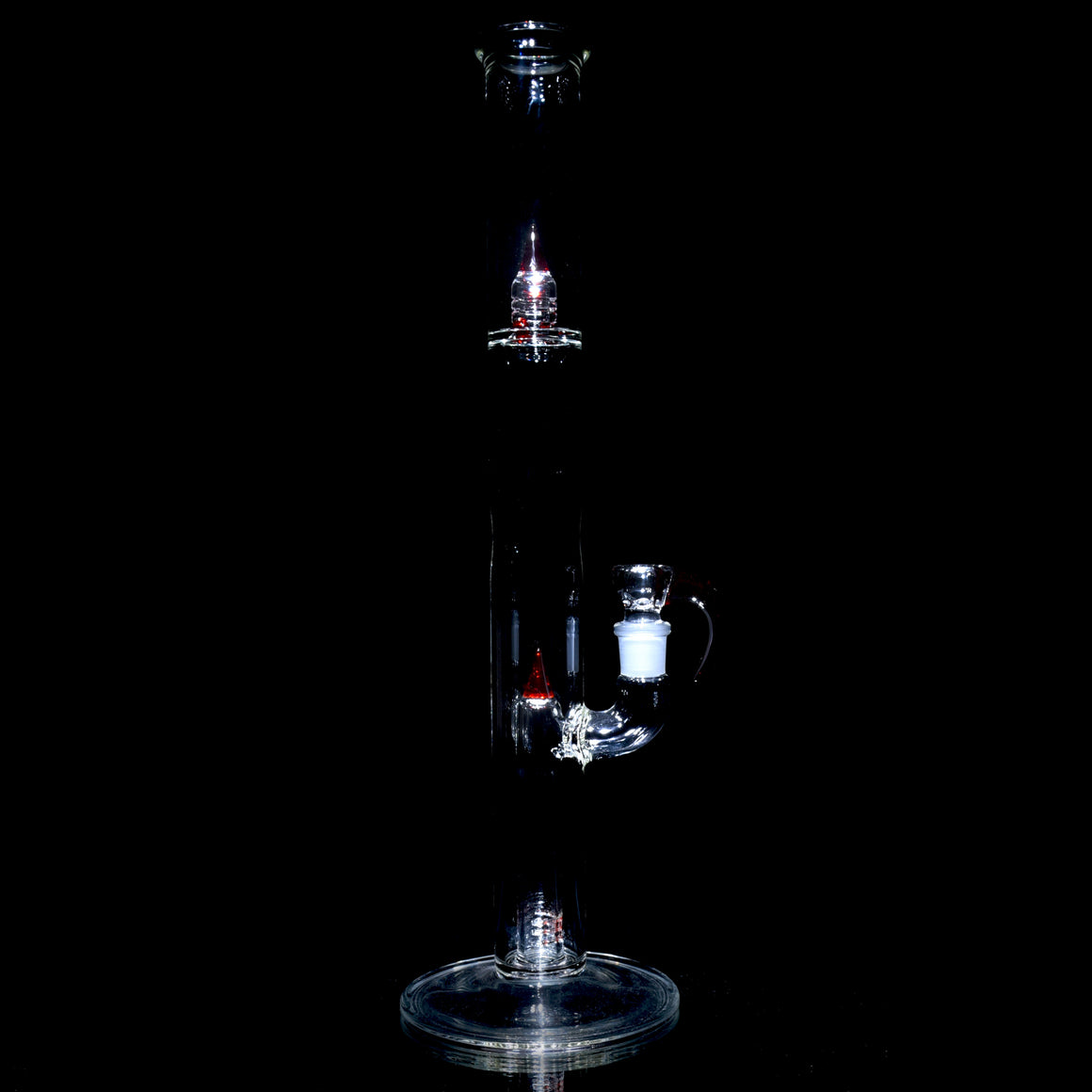 Accented 44mm Redux 180° Grid Straight Tube w/ 4-hole Horned Slide - Ruby Slippers - 18mm Female