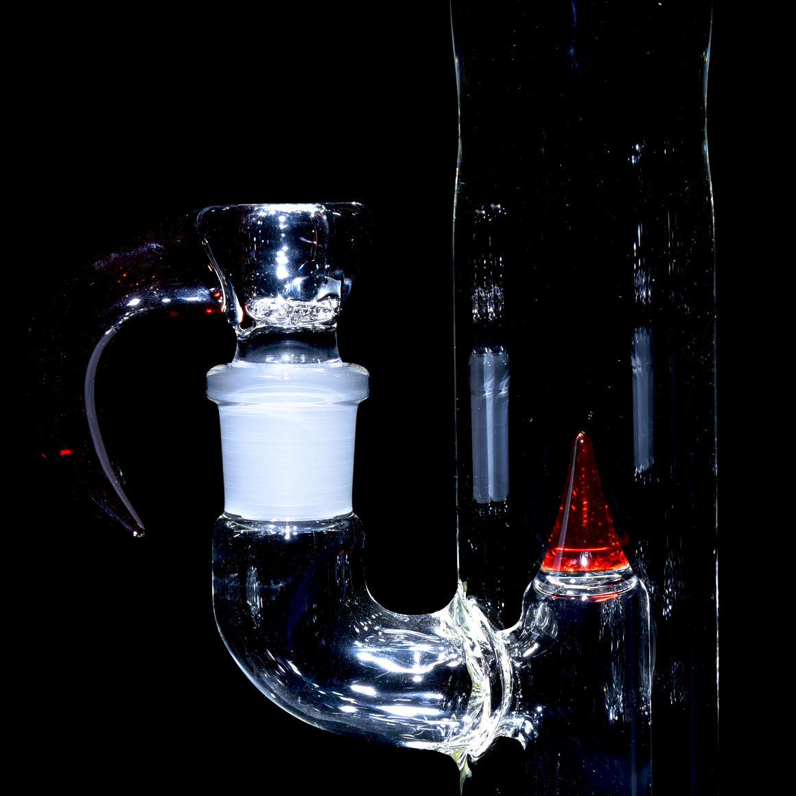 Accented 44mm Redux 180° Grid Straight Tube w/ 4-hole Horned Slide - Ruby Slippers - 18mm Female
