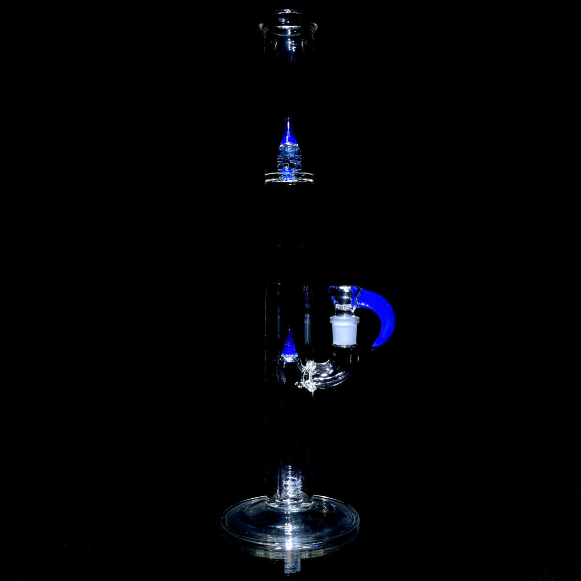 Accented 44mm Redux 180° Grid Straight Tube w/ 4-hole Horned Slide - Neptune - 18mm Female
