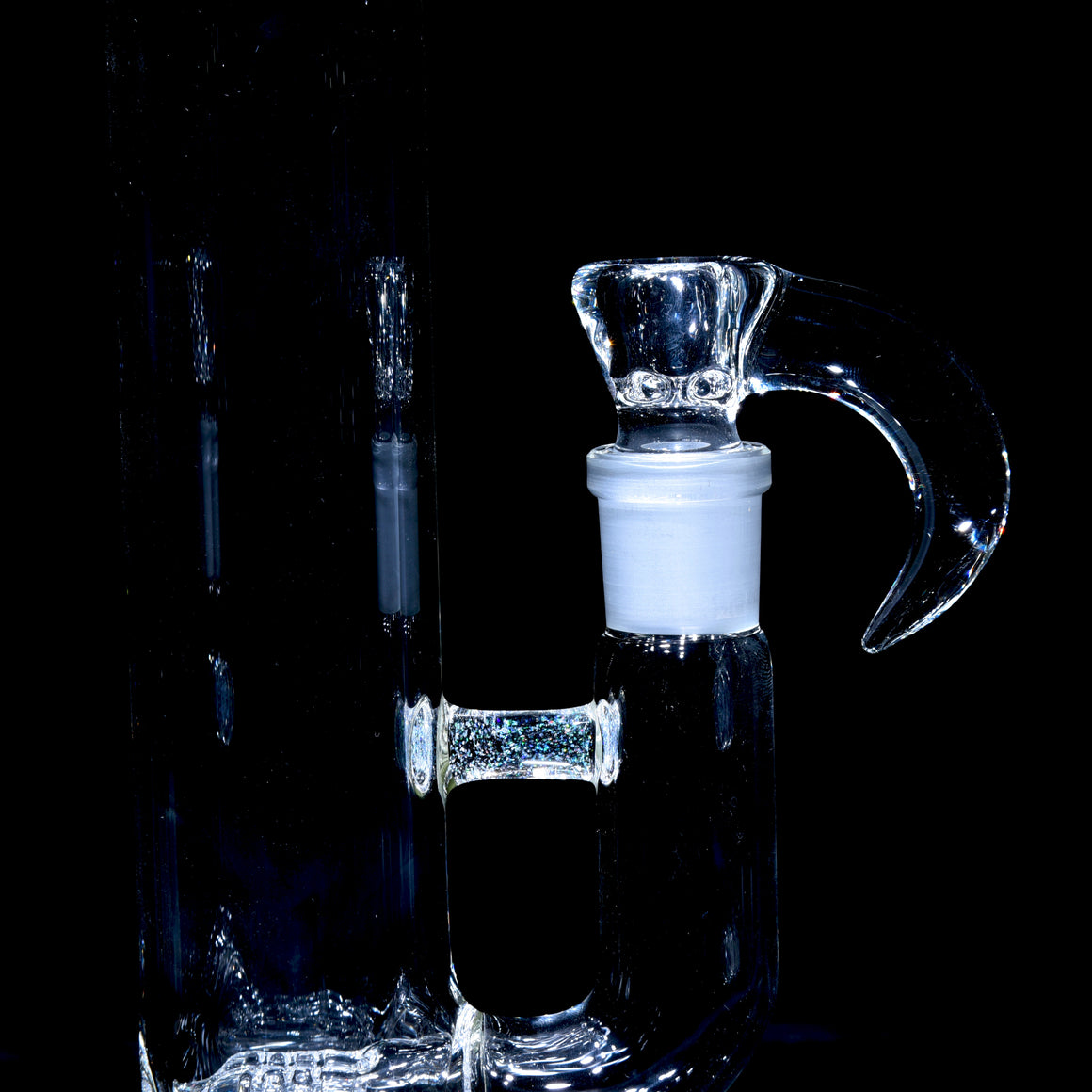 Accented Mini 3-line Double Bore Tube w/ 4-hole Horned Slide - Crushed Opal - 18mm Female